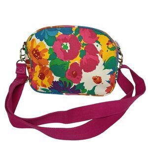 Vintage Women Handbags, 90s Liz Claiborne Floral Canvas Crossbody Shoulder Purse